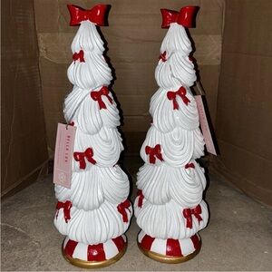 NWT Set of 2 White "Frosting" Christmas Trees | Bella Lux | Whimsical Candyland